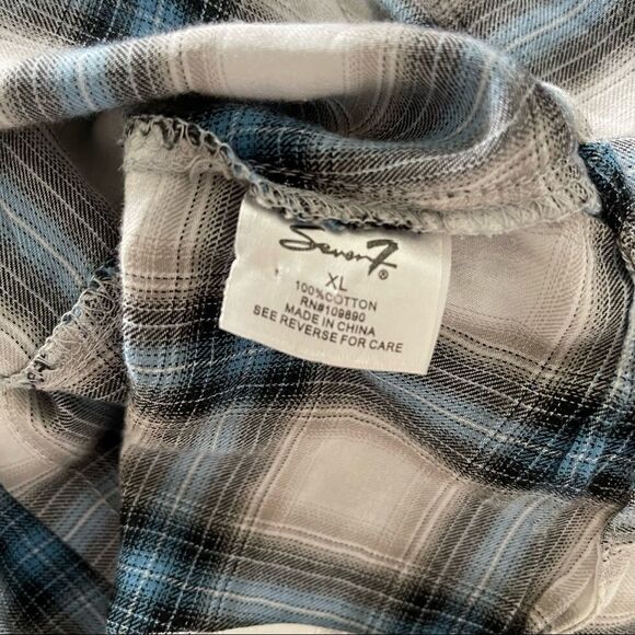 Blue Plaid Seven Western Shirt with pearl snap buttons - Picture 4 of 6